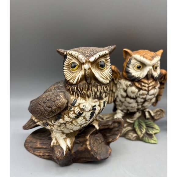 Set Of 3 Vintage Homco Ceramic Owl Figurines Retro Decor - Picture 2 of 8